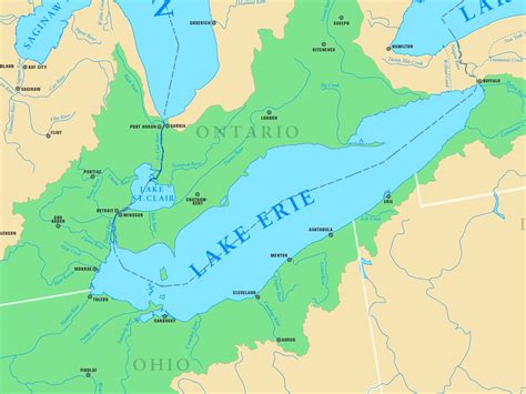 map  lake erie  cities  rivers