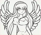 Coloring Anime Pages Angel Drawing Girl Cute Printable Angels Japanese Simple Print Animel Style Warrior Color Colouring Coloring4free Unique Animation sketch template