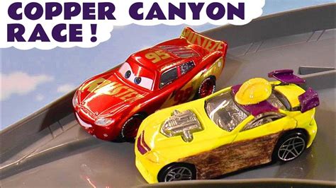 cars race with lightning mcqueen and hot wheels superhero cars with