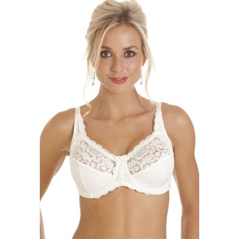 Womens Camille Ivory Melody Lingerie Large Cup Floral Lace Underwired Bra