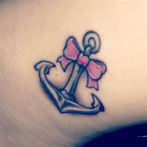 cute anchor tattoo   girly touch tattoo pink bow