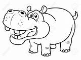 Hippo Cartoon Outline Coloring Hippopotamus Drawing Cute Vector Pages Getdrawings Printable Paintingvalley Drawings Royalty sketch template