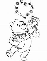 Coloring Pages Pooh Winnie Honey Holding Valentines Disney Flowers Jar Printable Drawing Bear Bee Clipart Popular Library Choose Board sketch template