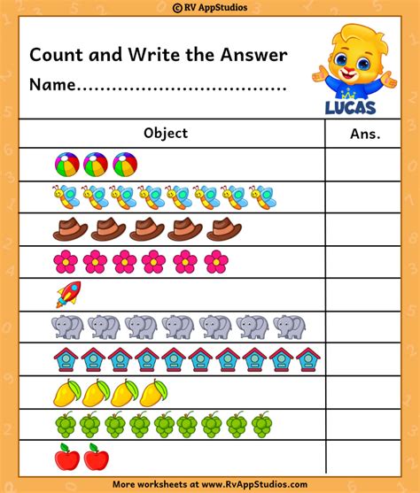 preschool kindergarten numbers counting worksheets printable