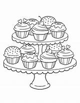 Coloring Cupcakes Pages Trays Story Two Color Netart Print sketch template