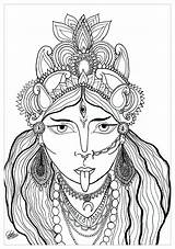 Coloring Pages Bollywood India Goddess Kali Adults Drawing Adult Hindu Religion Colouring Printable Ganesh Deesse Gargoyle Color God Also Transformation sketch template