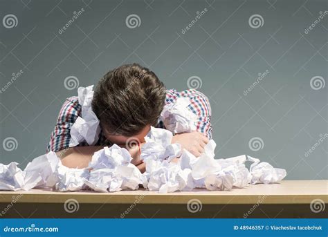 author lying   heap  paper stock image image  concepts