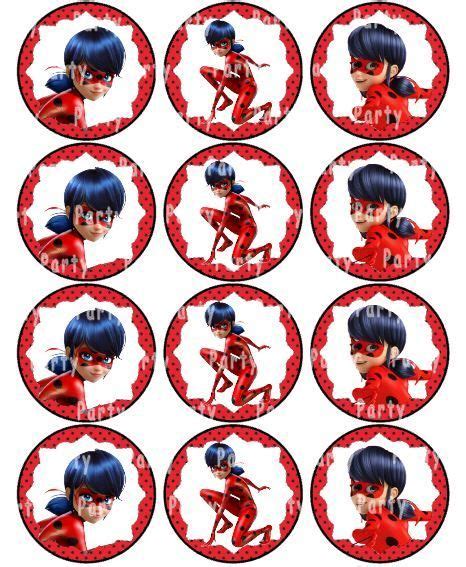 miraculous cupcake topper stickers labels tags diy ladybug