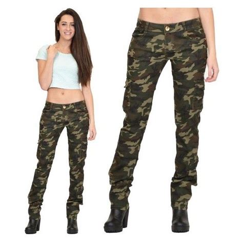 womens army military green camouflage slim fit combat trousers cargo