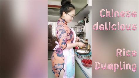 Chinese Wife In Sexy Qipao With Curvy Body Line Is Cooking