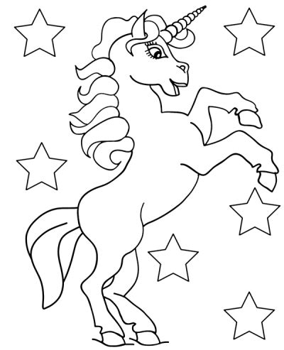 printable coloring page unicorn  stars