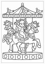 Coloring Pages Carousel Boys Kids Rides Choose Board Drawings Color Horse sketch template