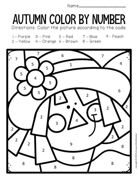 color  number fall printable