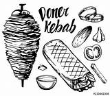 Kebab Doner Dibujo Stockvector sketch template