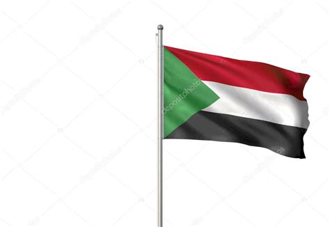 bandera de sudán ondeando fondo blanco aislado ilustración 3d 2023