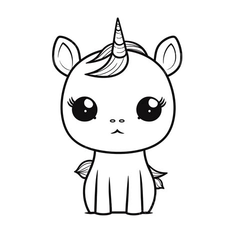 cute anime cartoon unicorn drawing  big ears outline sketch vector