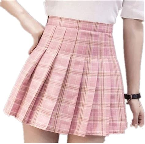 plaid pleated skirt girly sexy short skirt spring summer