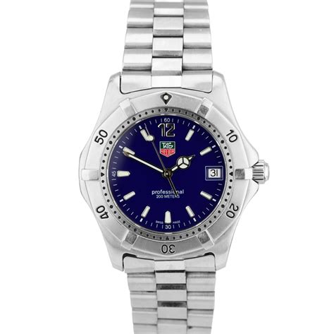 tag heuer professional  blue stainless steel mm quartz date watc