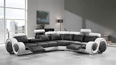 divani casa  modern black  white bonded leather sectional sofa