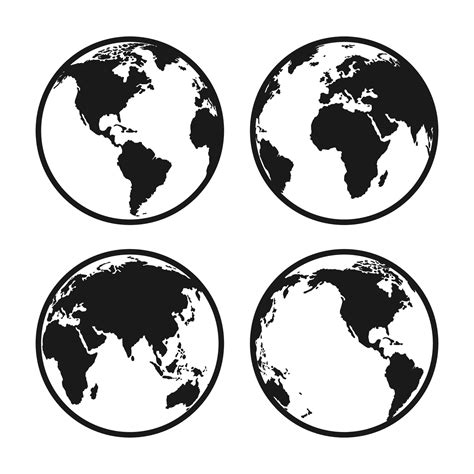 globe icon globe map vector black color globe silhouette vector