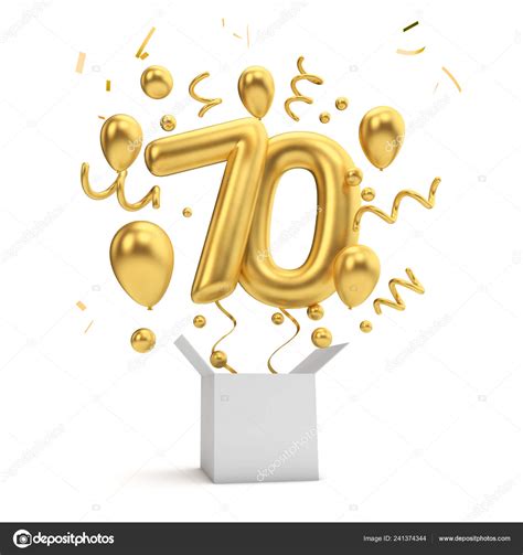happy  verjaardag gouden verrassing ballon vak rendering stockfoto  inkdropcreative