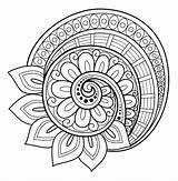 Coloring Mandala Pages Flower Simple Rocks Adult sketch template