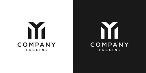 creative letter ym monogram logo design icon template white  black background  vector