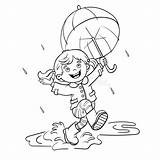Pioggia Kolorowanka Salta Jumping Regen Meisje Springen Paginaoverzicht Kleurend Della Profilo Salto Coloritura Deszczu Deszcz Ombrello sketch template