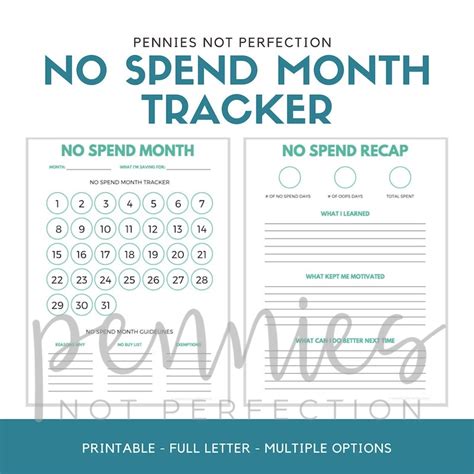 spend month tracker  spend challenge printable