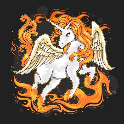 fire unicorn design  vector art  vecteezy