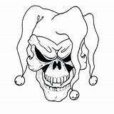 Clown Coloring Tattoo Scary Skull Joker Pages Printable Evil Tattoos Stencils Drawing Stencil Outlines Designs Drawings Sketches Creepy Clip Pennywise sketch template
