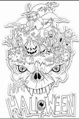Coloring Halloween Scary Monster Pages Creepy Etsy Color Sheet Animal Adult sketch template