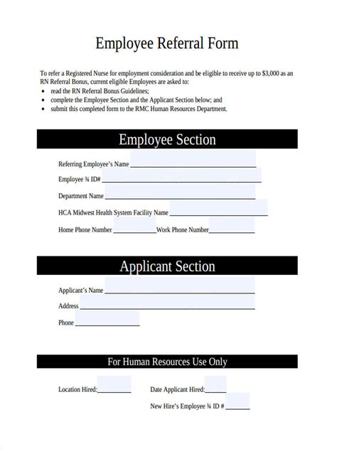 employee referral form template word