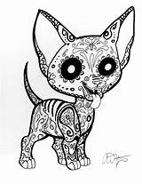 Chihuahua Coloring Pages Skull Sugar Dead Printable Cute Dog Adult Cat Animal Skulls Para Puppy Dogs Drawing Color Adults Colouring sketch template