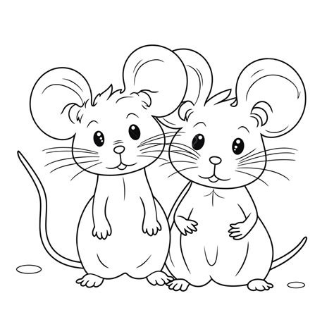adorable  mice coloring page outline sketch drawing vector