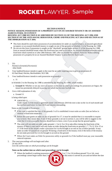 section  notice template     steps