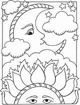 Moon Stars Sun Coloring Pages Drawing Getdrawings sketch template