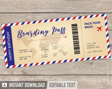 boarding pass gift ticket travel voucher template  party design