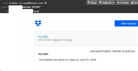 phishing email scam spoofs dropbox office    po  deliver attack