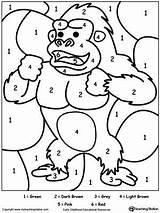 Gorilla Printable Math Kindergarten Colouring Easy Myteachingstation Subtraction Kinder Develop Coordination Zahlen Nach sketch template