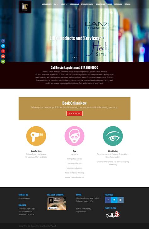 ritz salon  spa website type  design