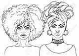 Outline Drawings Meisje Mooi Getdrawings Graziosa Afroamericana Vettore Colore Svg Haar Printable Vrouwelijke Kroon Femme Sketches Amerikaans Vectorillustratie sketch template