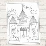 Coloring Party Happy Castle Castles Birthday Prince Princess Princesses Frog Personalized Sheet Il sketch template