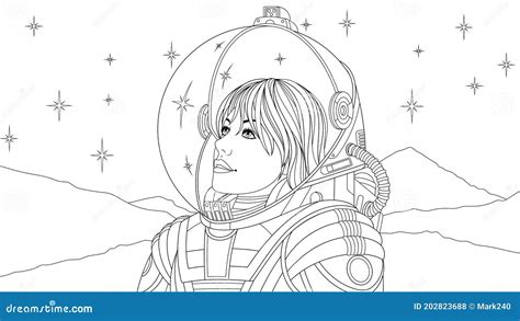 vector illustration girl woman  astronaut costume stock vector