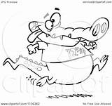 Jogging Outlined Alligator Illustration Royalty Clipart Toonaday Vector Collc0008 Protected Background sketch template