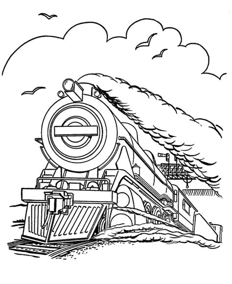 steam engine train coloring page printable