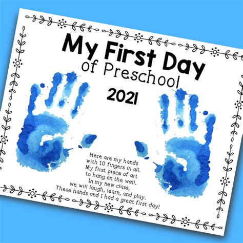 day  preschool handprint sign activity  printable