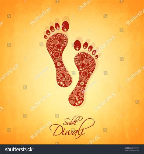 hindu mythological goddess laxmis footprint stylish stock