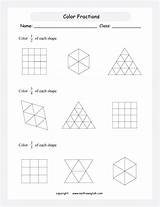 Fractions Worksheets Color Worksheet Math Fraction Grade Printable Coloring Primary Click Equivalent Shapes Mathinenglish Printing Below sketch template