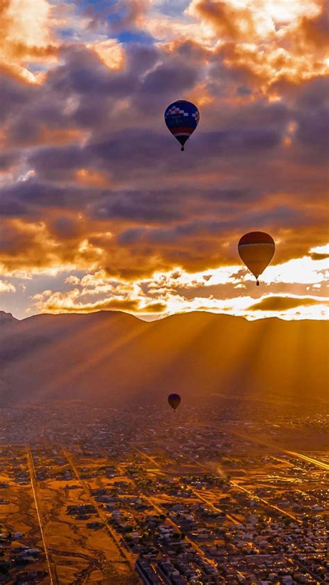 Hot Air Balloons Clouds Sunset Free 4k Ultra Hd Mobile